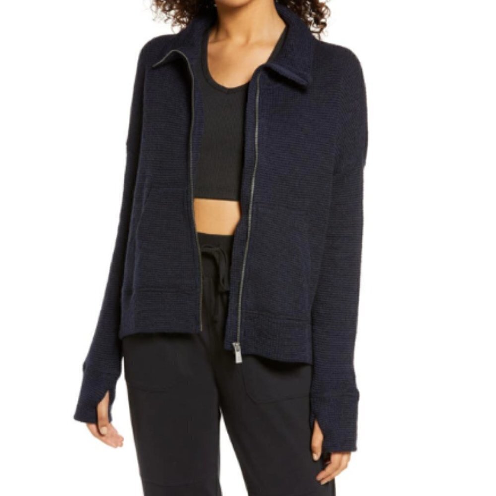 Sweaty Betty Restful Bouclé Jacket in Navy sz S